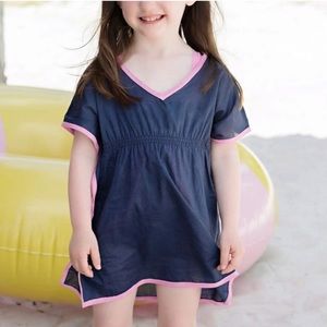 The Beaufort Bonnet Company (TBBC) navy blue with pink trim Tabby tunic size 2T